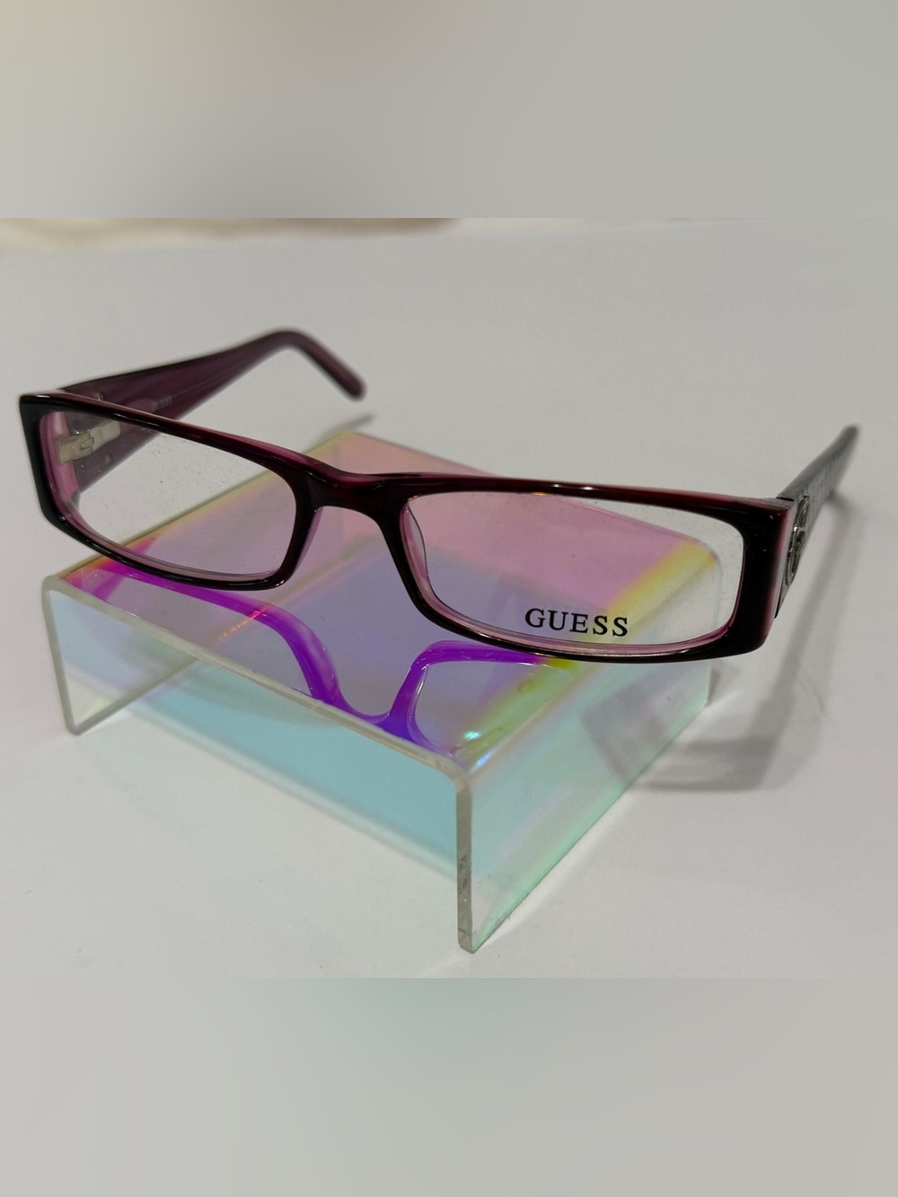 Guess Rectangular Burgundy Frame Glasses